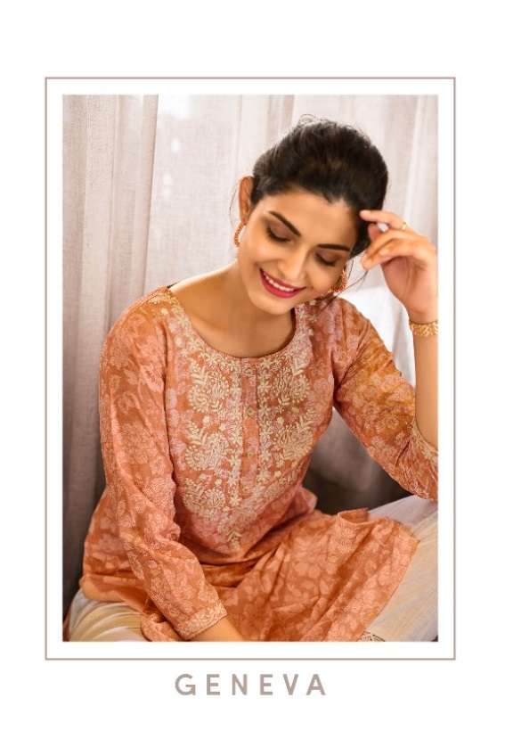 GENEVA BY 100MILES 01 TO 04 SERIES GEORGETTE CHIKANWORK KURTI & PANTS