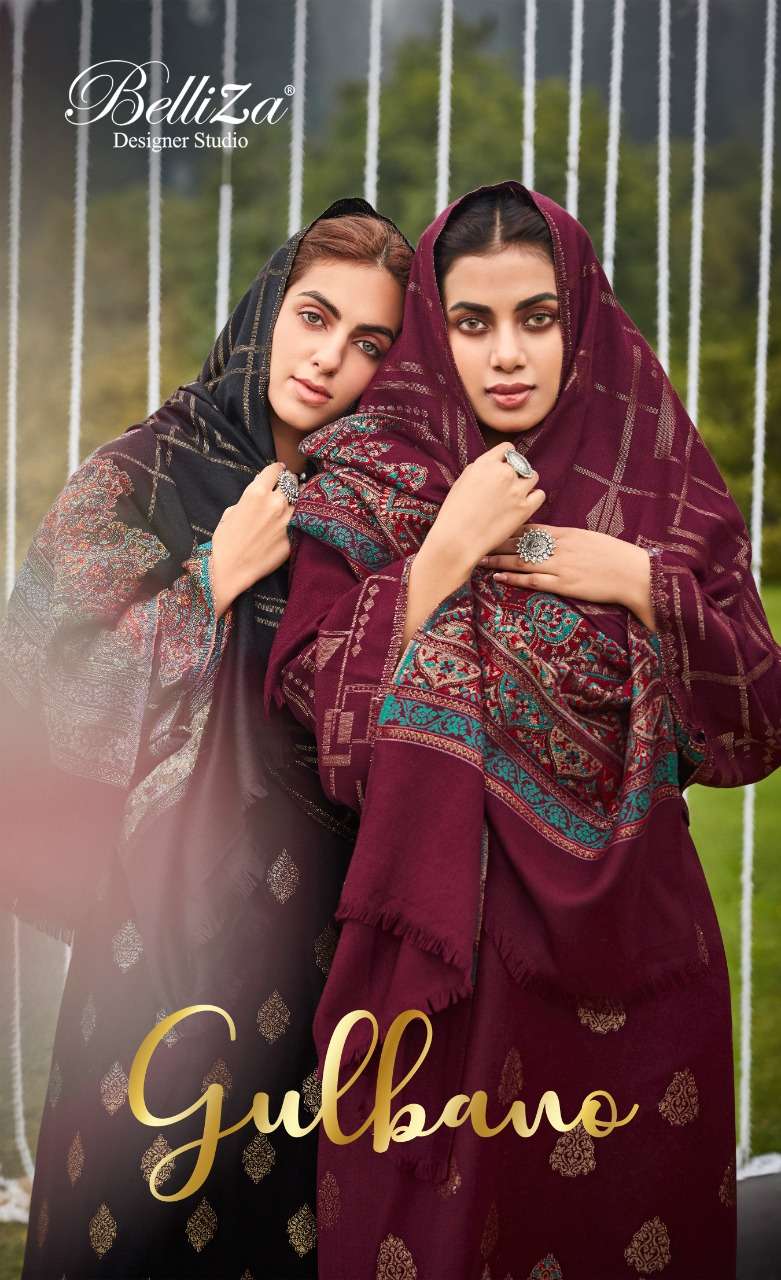 GULBANO BY BELLIZA 726-001 TO 726-008 SERIES WOOLEN PASHMINA PRINT DRESSES