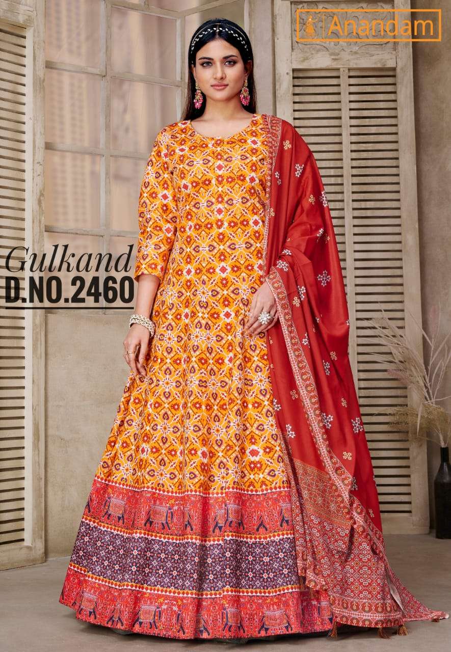 GULKAND BY ANANDAM 2459 TO 2463 SERIES FANCY STITCHED GOWNS