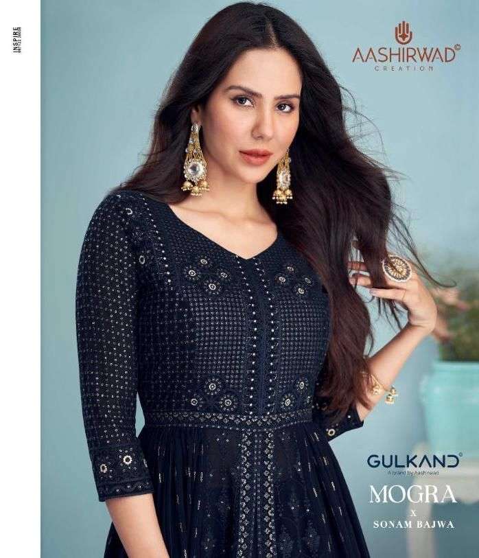 GULKAND MOGRA BY AASHIRWAD CREATION 9291 TO 9295 SERIES GEORGETTE ANARKALI DRESSES