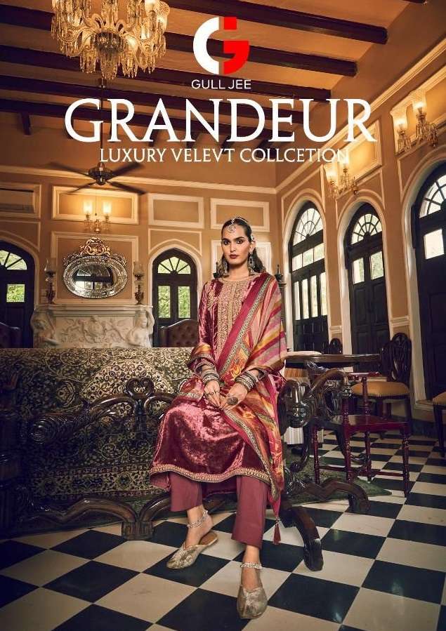 GULL JEE GRANDEUR BY DEEPSY SUITS 01 TO 06 SERIES VISCOSE VELVET EMBROIDERY DRESSES