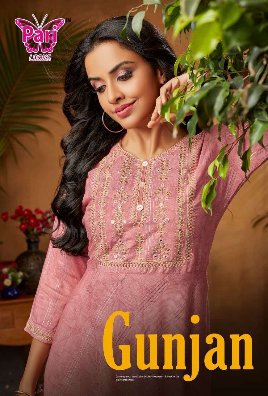 GUNJAN BY PARI LOOKS 101 TO 108 SERIES RAYON PRINT EMBROIDERY KURTIS