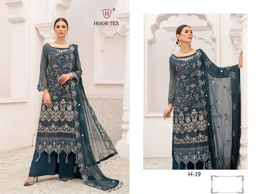 H-19 HIT DESIGN BY HOOR TEX FAUX GEORGETTE EMBROIDERY DRESS