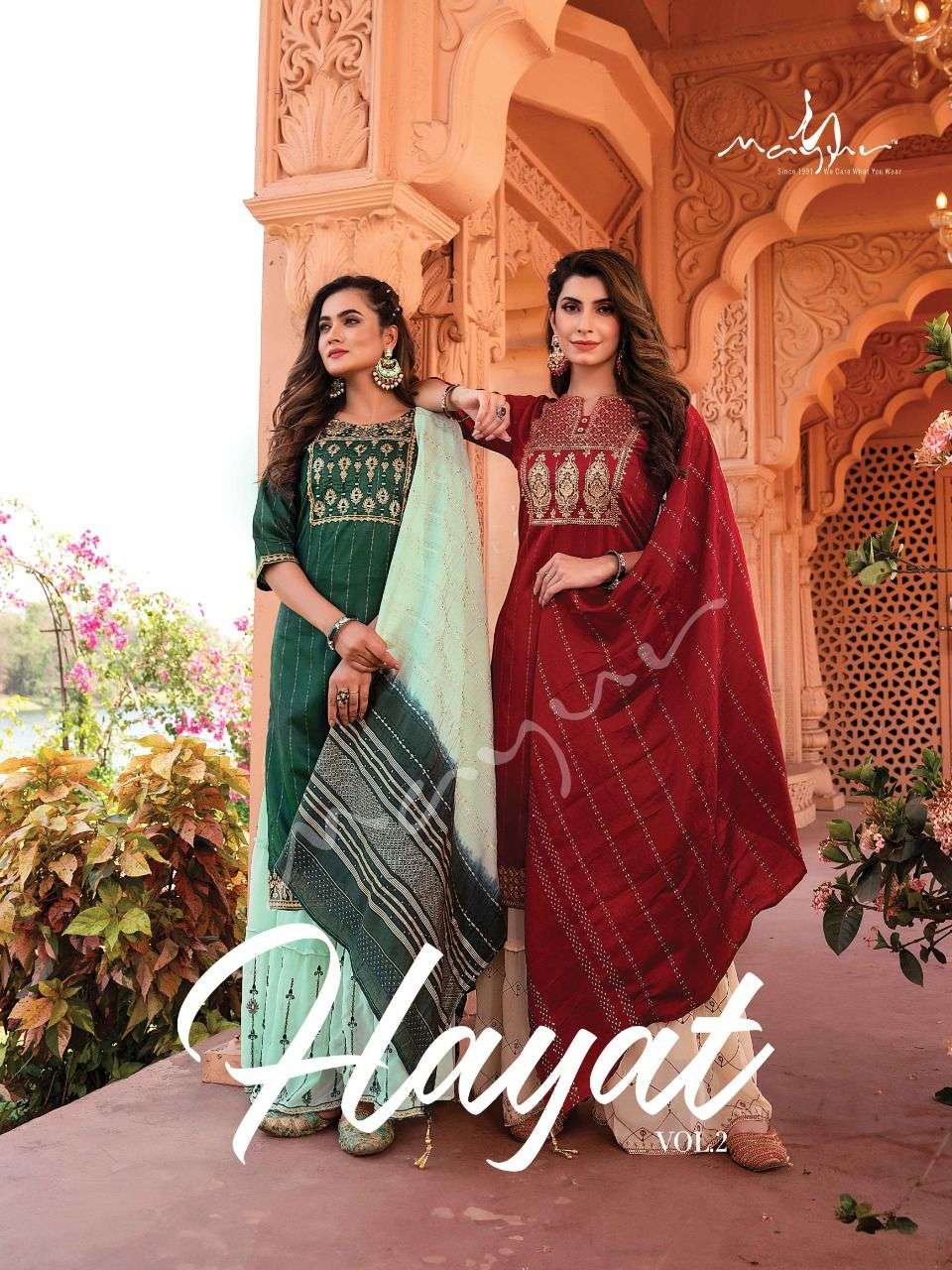 HAYAT VOL-2 BY MAYUR 201 TO 206 SERIES SILK EMBROIDERY SHARARA DRESSES