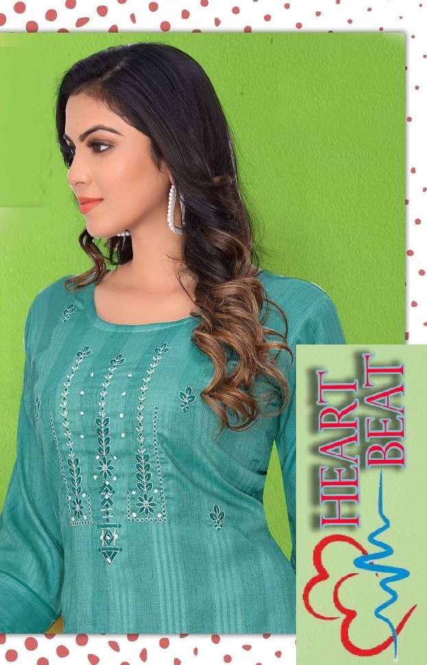 HEART BEAT BY ASLIWHOLESALE 4001 TO 4006 SERIES RAYON EMBROIDERY KURTIS