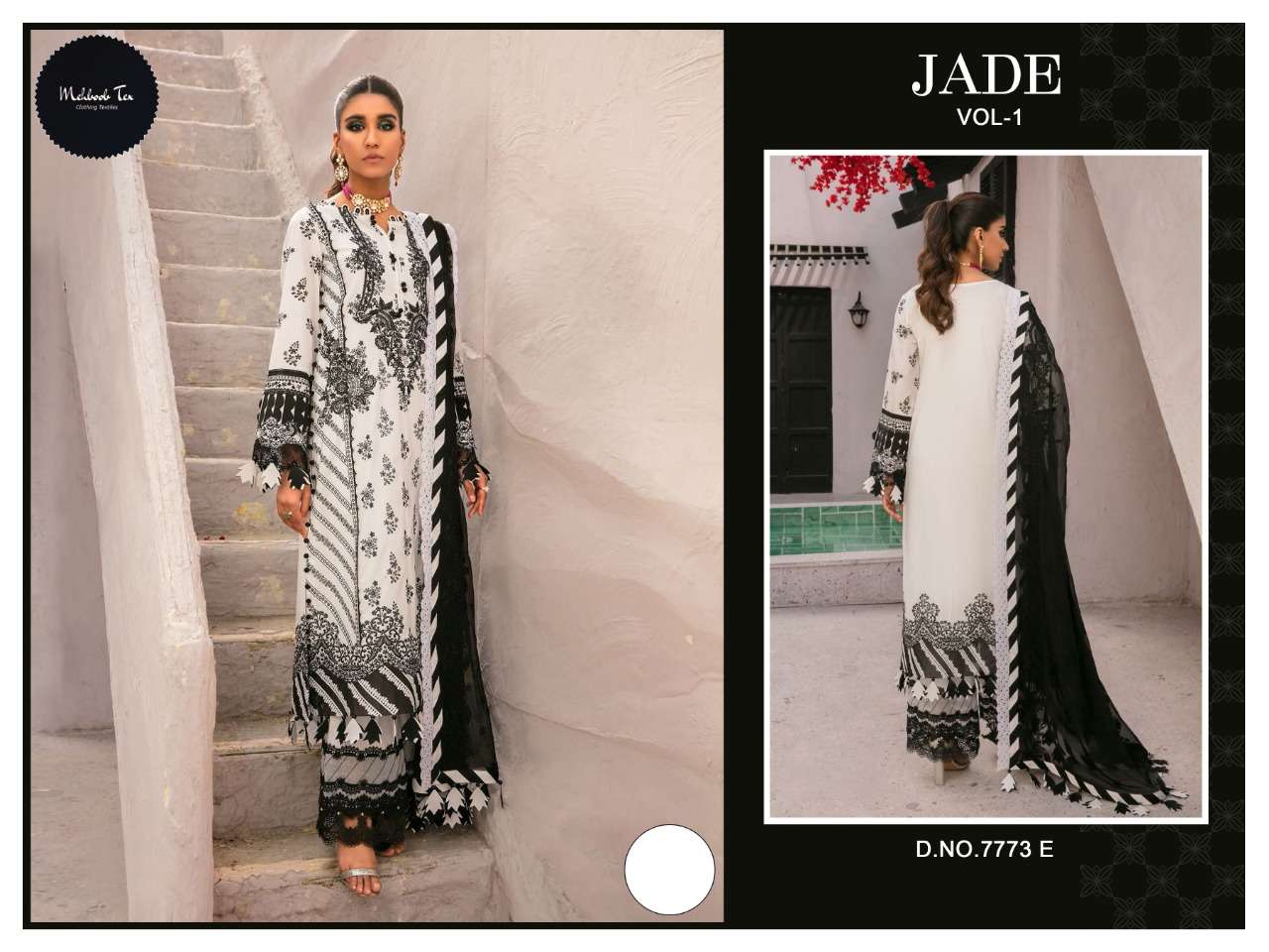 JADE BY MEHBOOB TEX PURE GEOGETTE EMBROIDERY PAKITANI DRESS