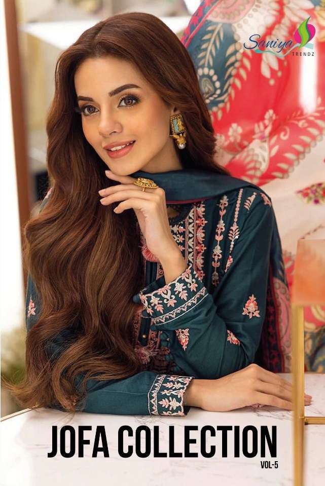 JOFA COLLECTION VOL-5 BY SANIYA TRENDZ 501 TO 505 SERIES CAMBRIC EMBROIDERY DRESSES