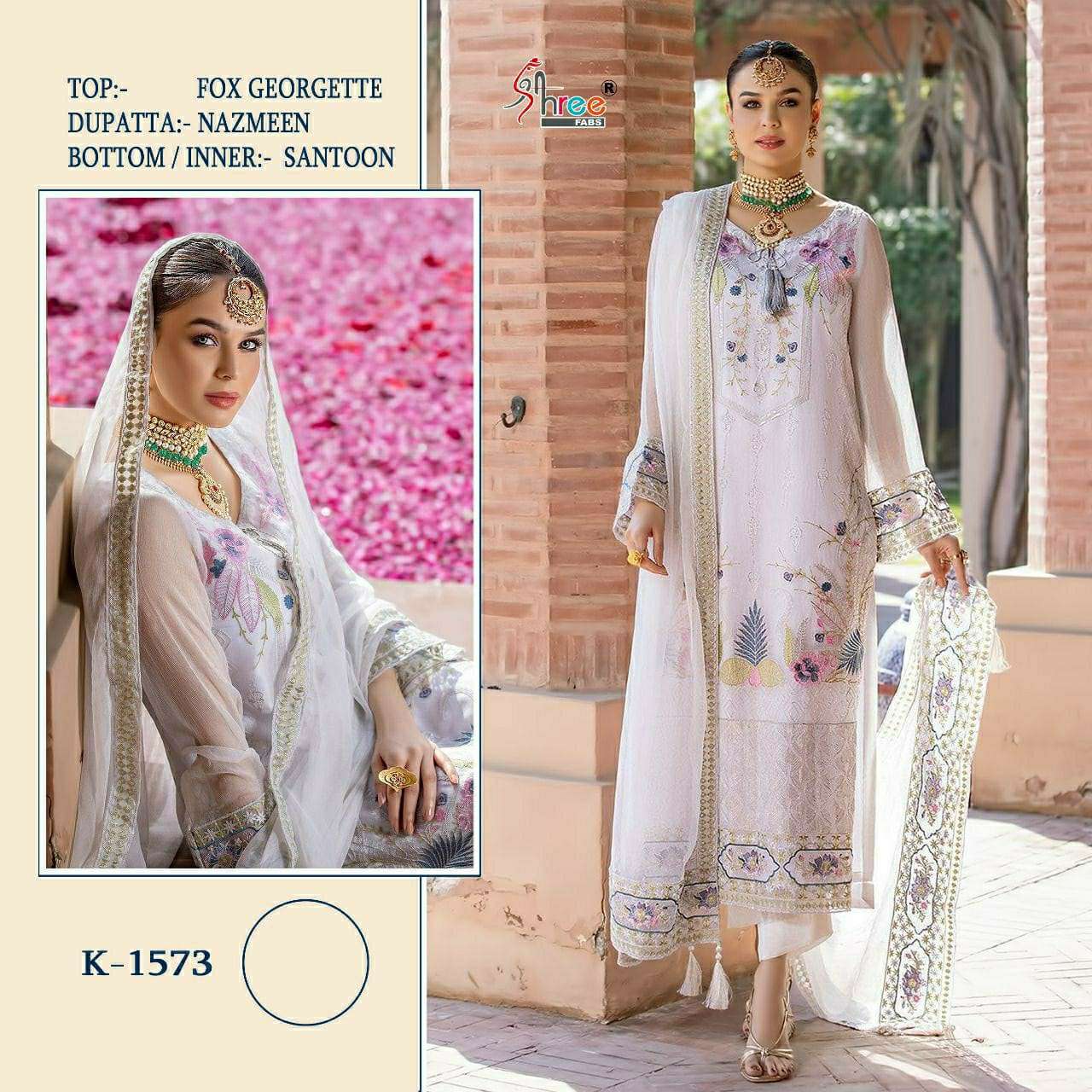 K-1573 COLOURS BY SHREE FABS K-1573 A TO K-1573 D SERIES FAUX GEORGETTE EMBROIDERY PAKISTANI DRESS