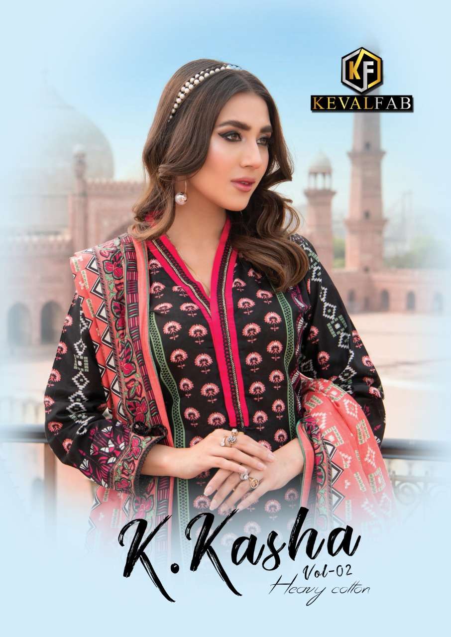 K.KASHA VOL-2 BY KEVAL FAB 2001 TO 2006 SERIES COTTON PAKISTANI PRINT DRESSES