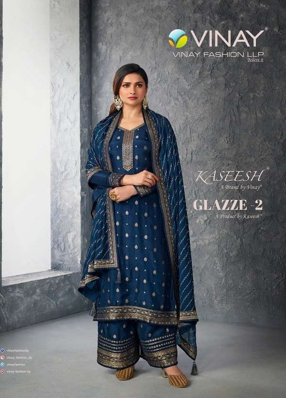 KASEESH GLAZZE VOL-2 BY VINAY FASHION 61801 TO 61806 SERIES DOLA JACQUARD DRESSES