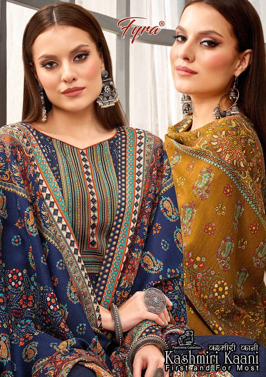 KASHMIRI KAANI VOL-2 BY FYRA 394-001 TO 394-008 SERIES PASHMINA DIAMOND WORK DRESSES