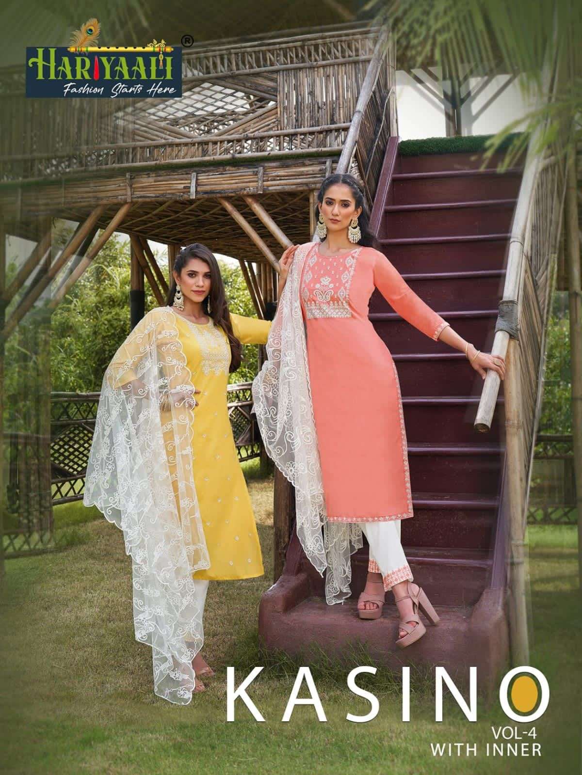 KASINO VOL-4 BY HARIYAALI 4001 TO 4008 SERIES VISCOSE SILK STITCHED DRESSES