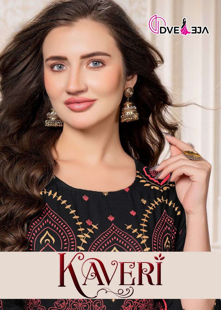 KAVERI BY DVEEJA 101 TO 106 SERIES HEAVY RAYON PRINT KURTIS