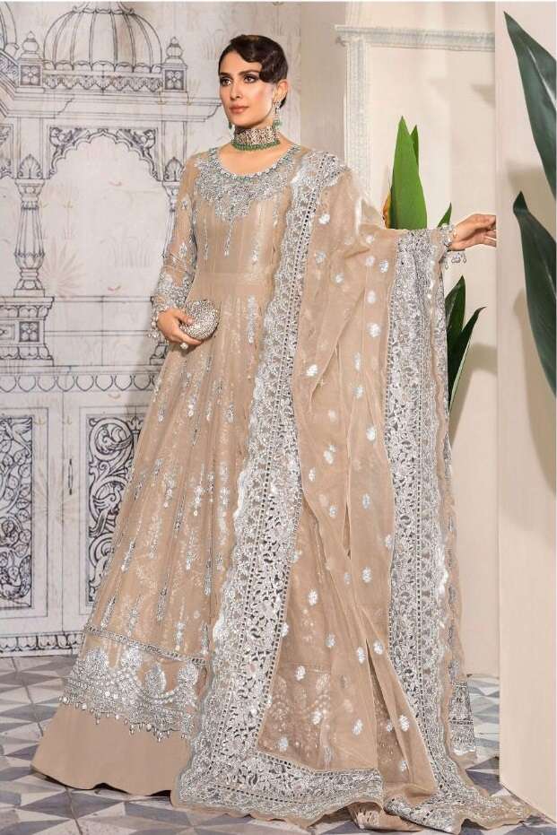 KF-132 COLOURS BY ASLIWHOLESALE 132 TO 132-E SERIES GEORGETTE EMBROIDERY SEQUENCE DRESSES