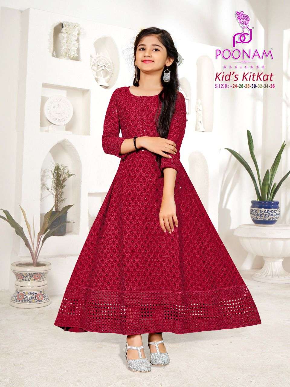 KIDS KITKAT BY POONAM DESIGNER 1001 TO 1006 SERIES PURE RAYON KIDS GOWNS