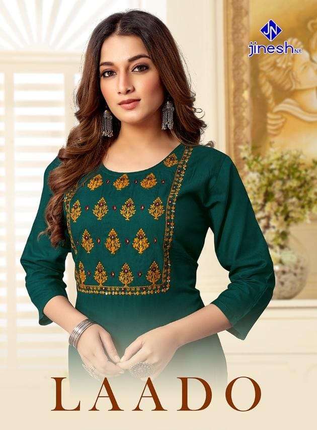 LAADO BY JINESH NX 1001 TO 1008 SERIES RAYON EMBROIDERY KURTIS