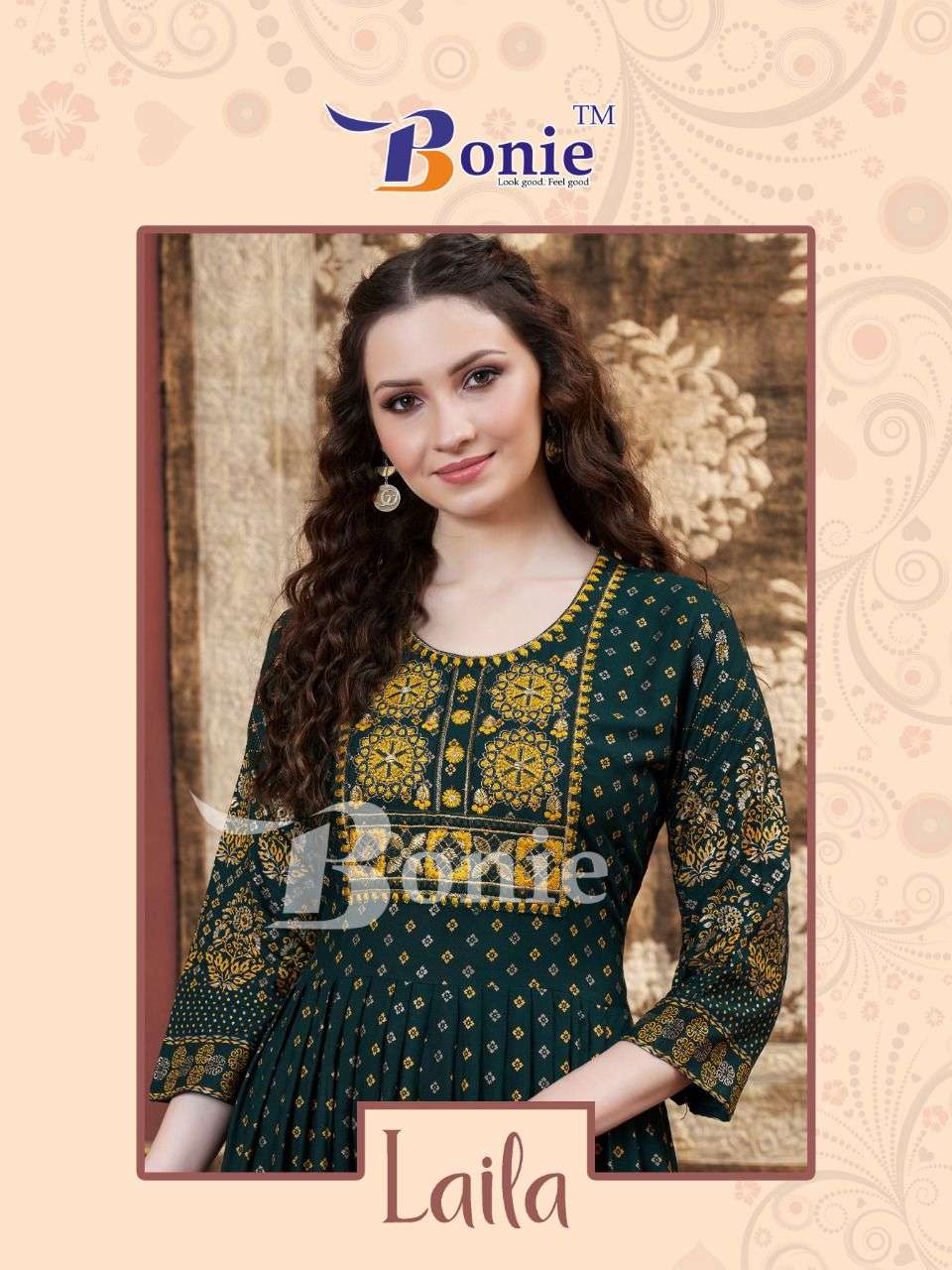 LAILA BY BONIE 1001 TO 1008 SERIES RAYON PRINT EMBROIDERY GOWNS