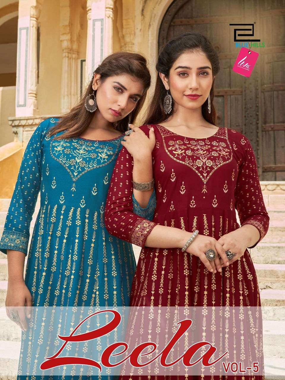 LEELA VOL-5 BY BLUE HILLS 5001 TO 5006 SERIES RAYON FOIL PRINT GOWNS