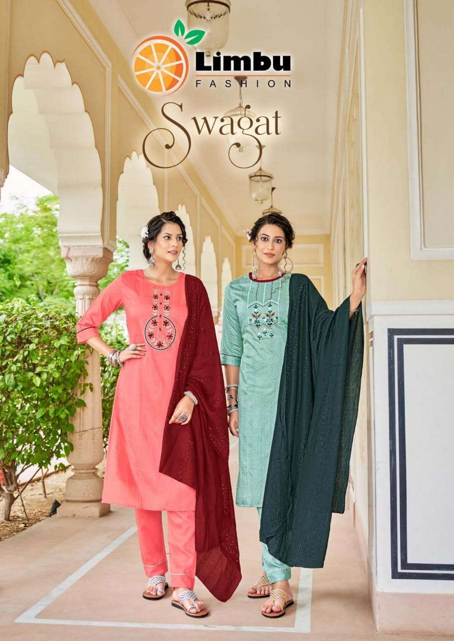 LIMBU FASHION SWAGAT BY ASLIWHOLESALE 1001 TO 1006 SERIES COTTON CHANDERI DRESSES