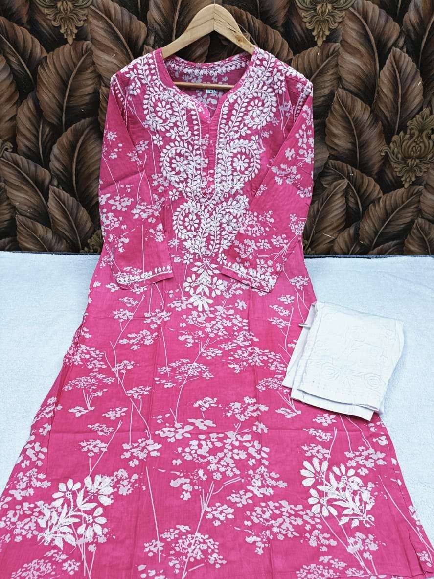 LUCKNOWI WORK VOL-5 BY ASLIWHOLESALE MULMUL KURTIS WITH LYCRA PANT