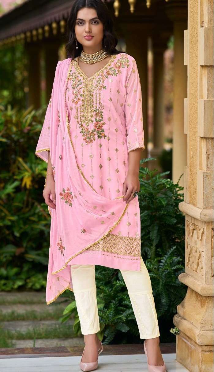 M-1001 READYMADE COLLECTION BY MAHNUR FASHION FAUX GEORGETTE STITCHED DRESSES