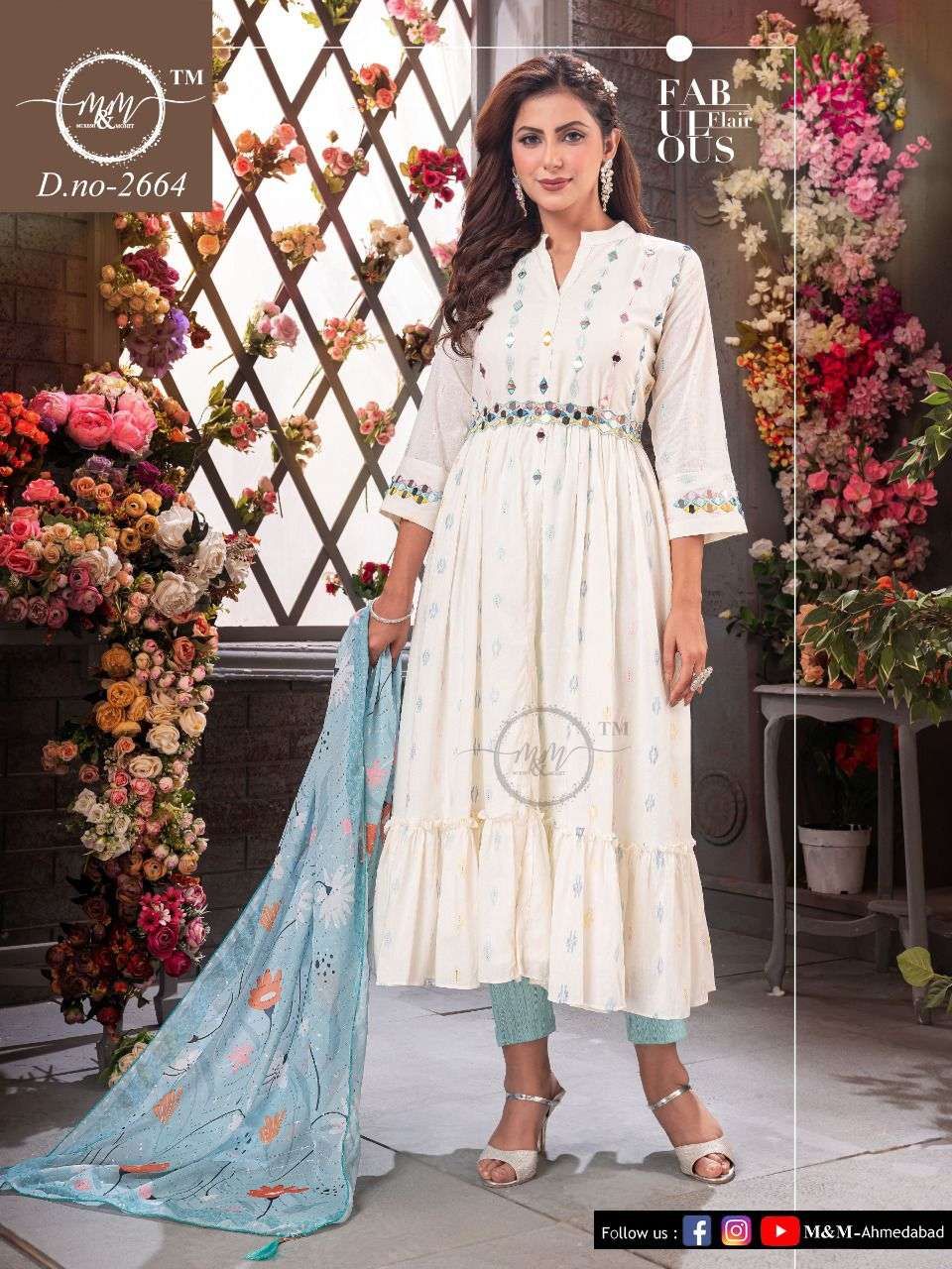 M&M 2664 BY M&M PURE COTTON JACQUARD EMBROIDERY STITCHED DRESS