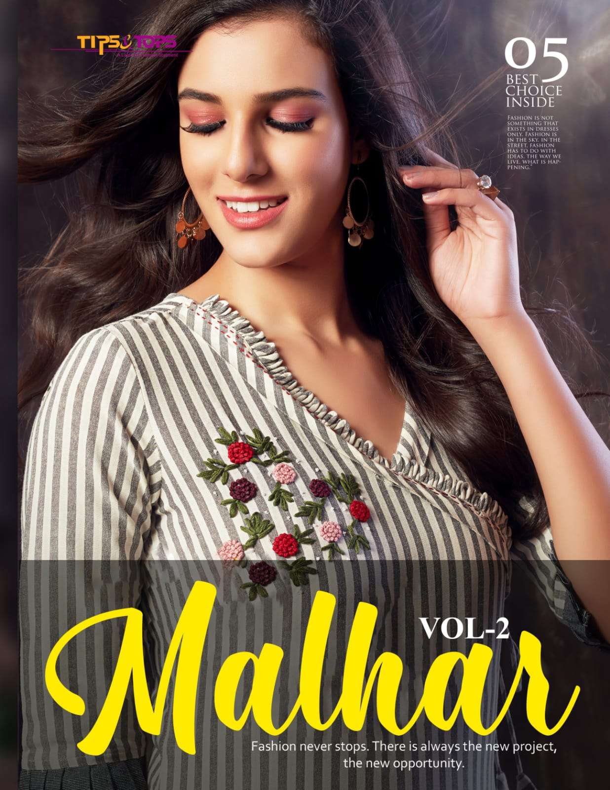 MALHAR VOL-2 BY TIPS & TOPS 01 TO 05 SERIES FANCY YARN WORK KURTIS