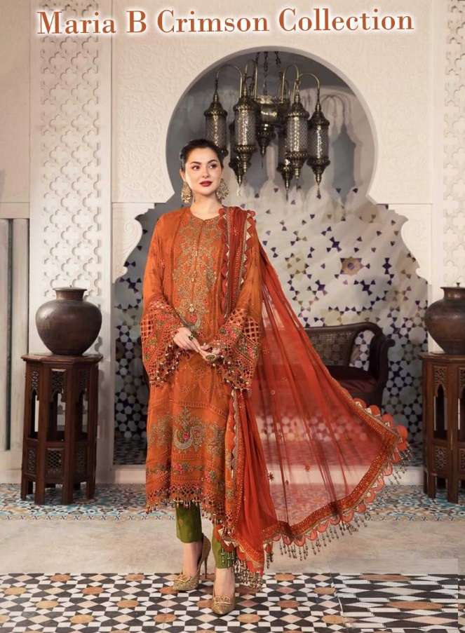 MARIA B CRIMSON COLLECTION BY MEHBOOB TEX GEORGETTE EMBROIDERY PAKISTANI DRESS