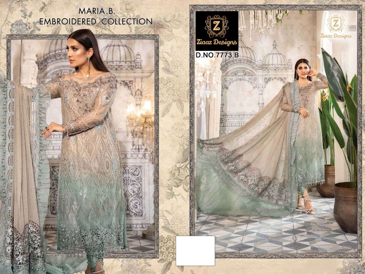 MARIA B EMBROIDERED BY ZIAAZ DESIGNS ORGANZA WORK PAKISTANI DRESSES