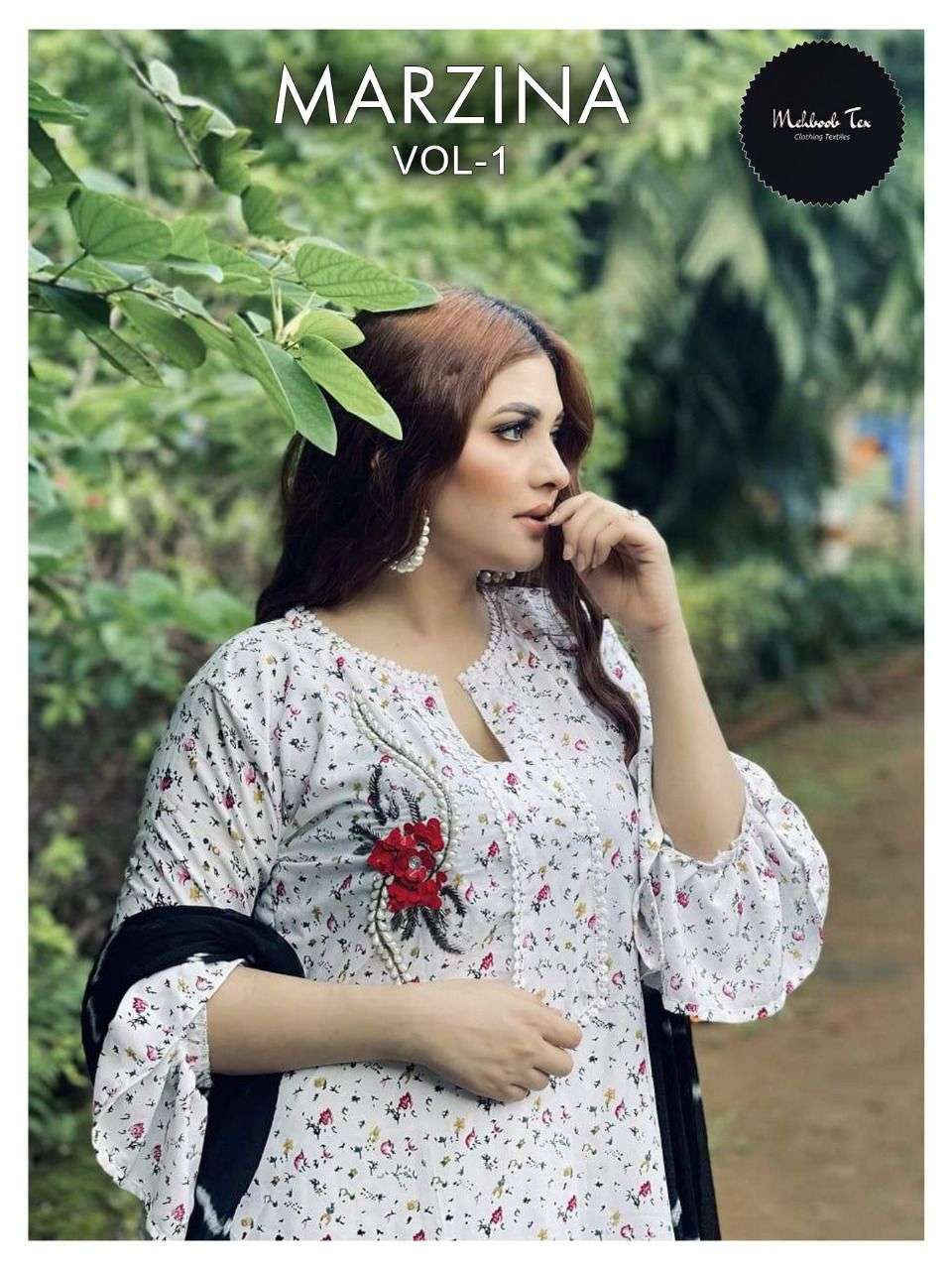 MARZINA VOL-1 BY MEHBOOB TEX 7773-A TO 7773-D SERIES FANCY STITCHED DRESSES