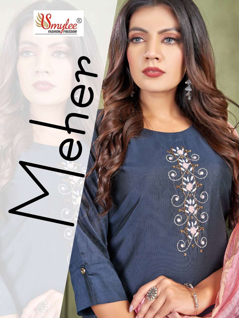 MEHER BY SMYLEE 1001 TO 1008 SERIES HEAVY SILK WORK STITCHED DRESSES