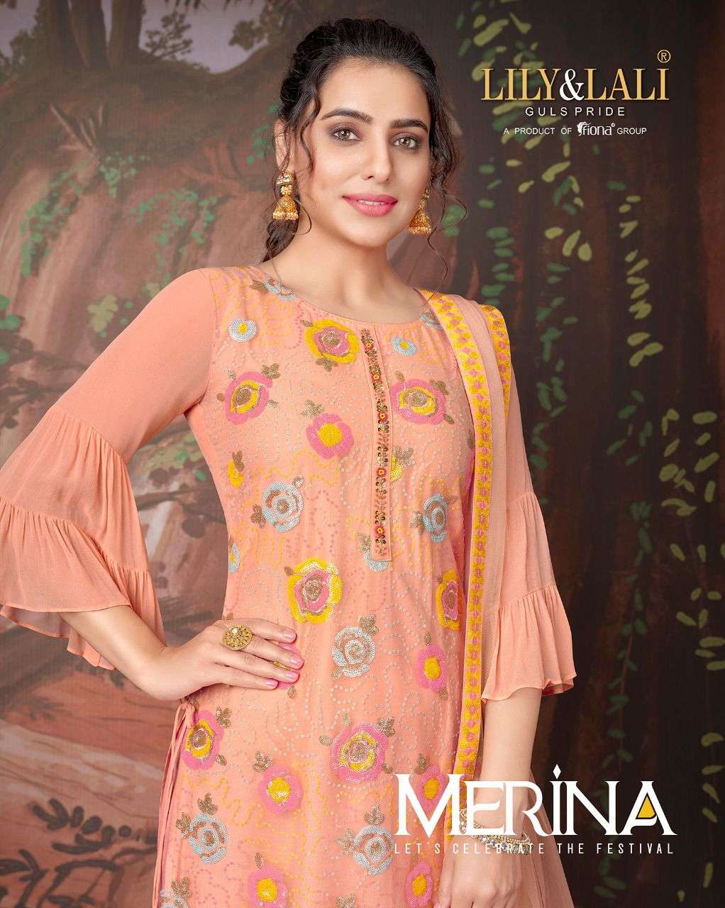 MERINA BY LILY & LALI 10181 TO 10186 SERIES NET SEQUENCE EMBROIDERY DRESSES