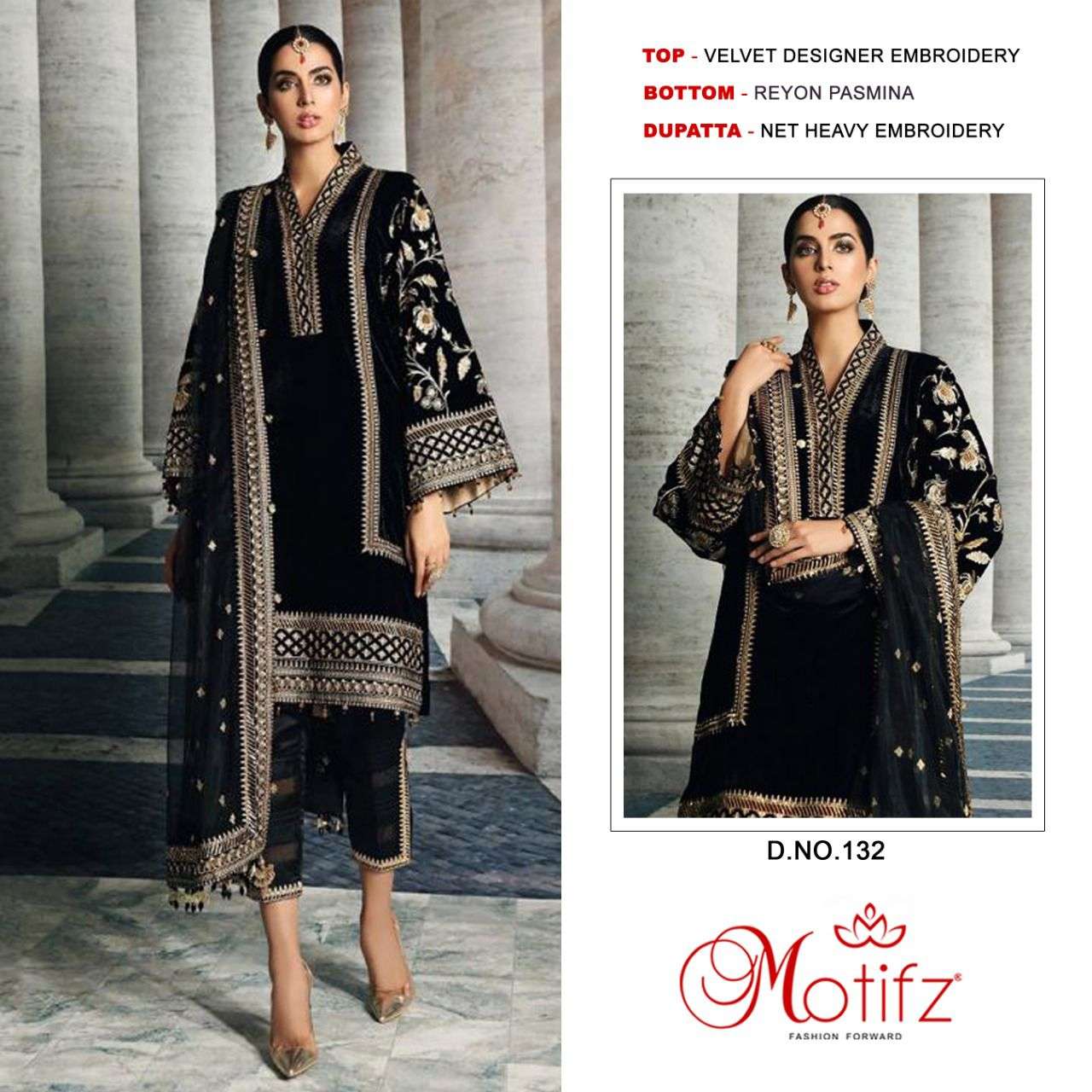 MOHITZ 132 HIT DESIGN BY ASLIWHOLESALE VELVET EMBROIDERY DRESS