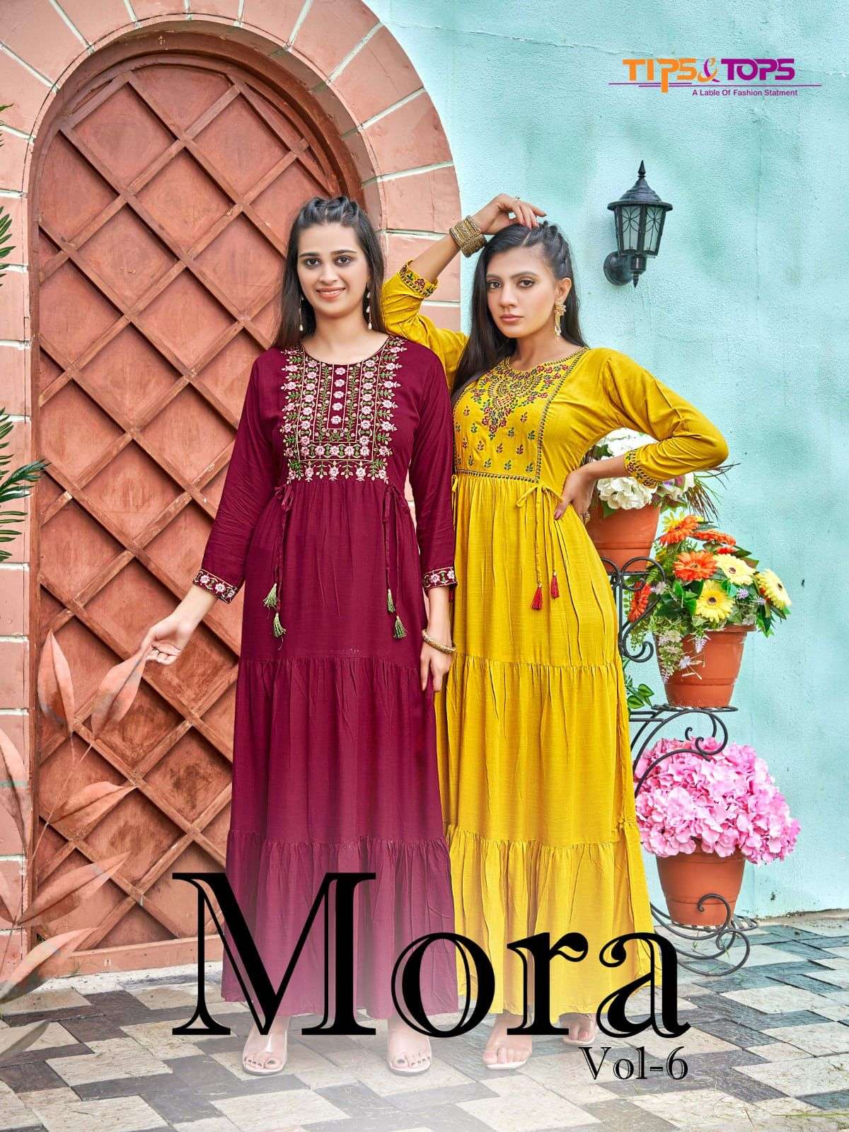 MORA VOL-6 BY TIPS & TOPS HEAVY RAYON EMBROIDRED GOWNS