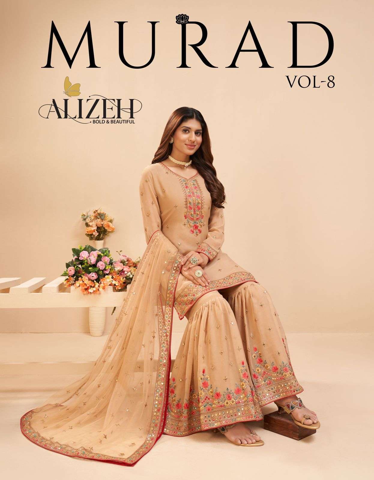 MURAD VOL-8 BY ALIZEH 2018 TO 2021 SERIES GEORGETTE EMBROIDERY SHARARA DRESSES