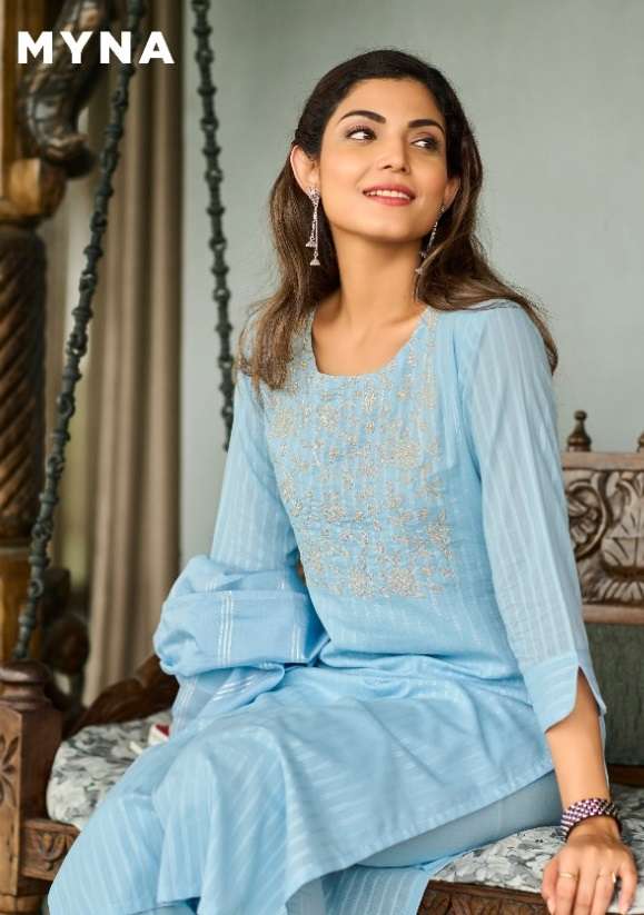 MYNA BY 100 MILES 01 TO 04 SERIES PURE COTTON EMBROIDERY STITCHED DRESSES