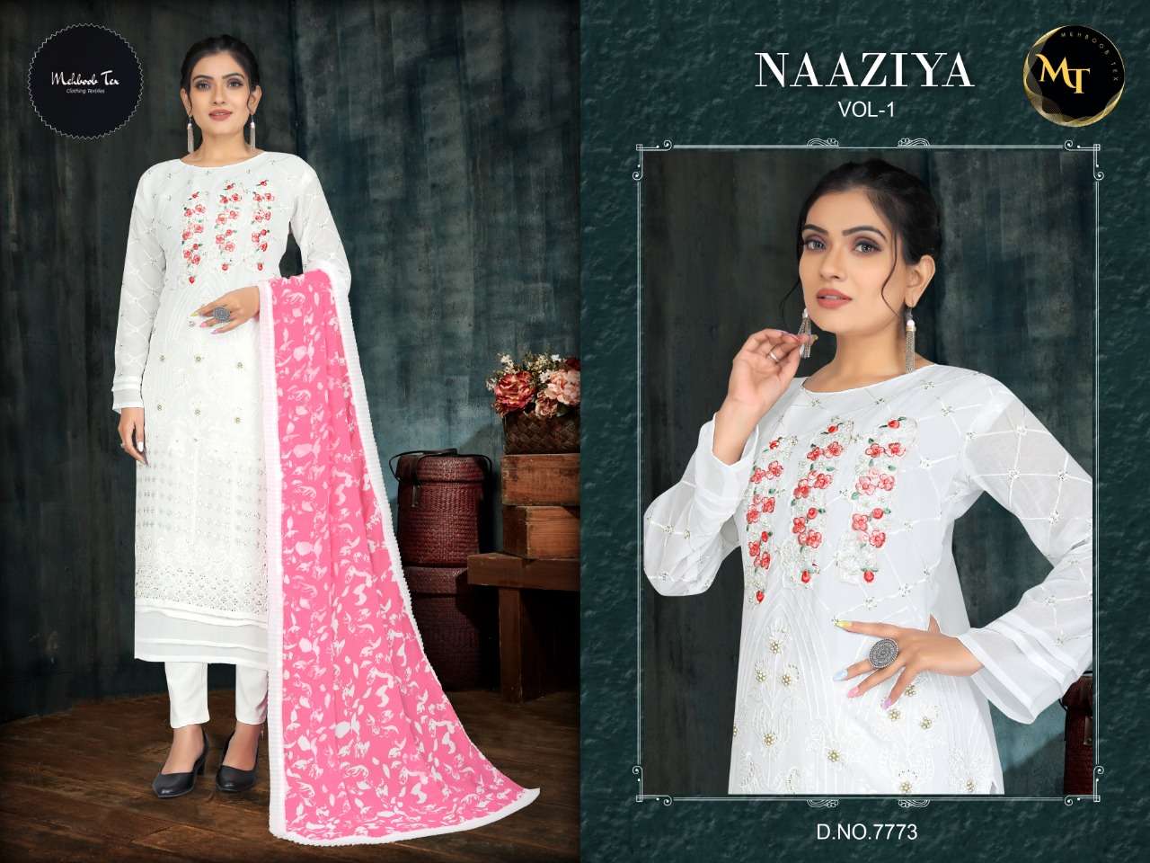 NAAZIYA VOL-1 BY MEHBOOB TEX FAUX GEORGETTE EMBROIDERY STITCHED DRESS