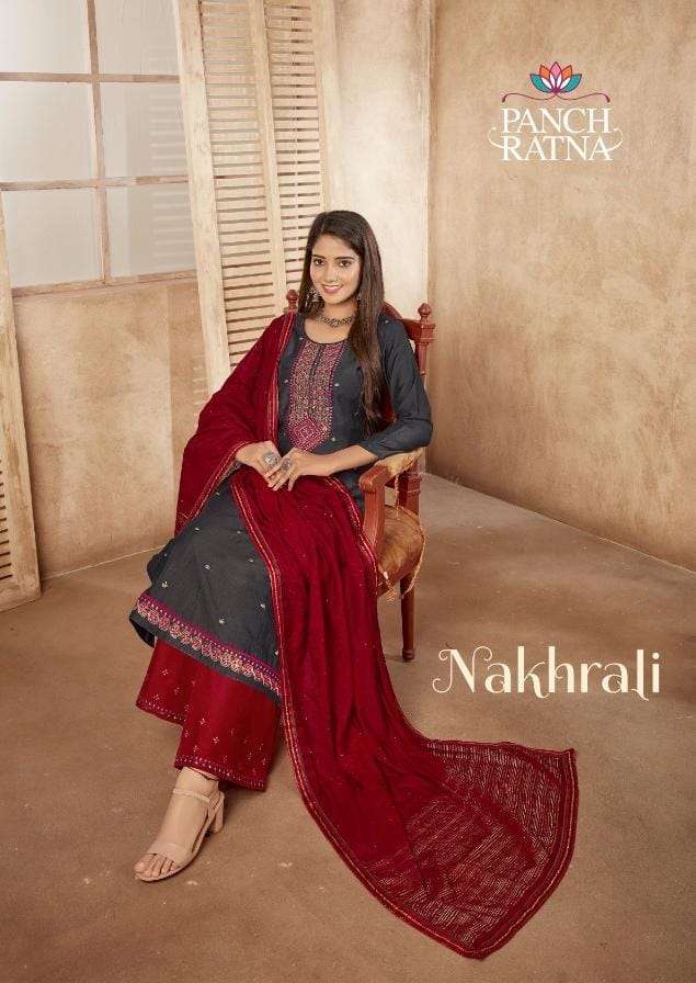 NAKHRALI BY PANCH RATNA 12061 TO 12065 SERIES SILK SEQUENCE WORK DRESSES