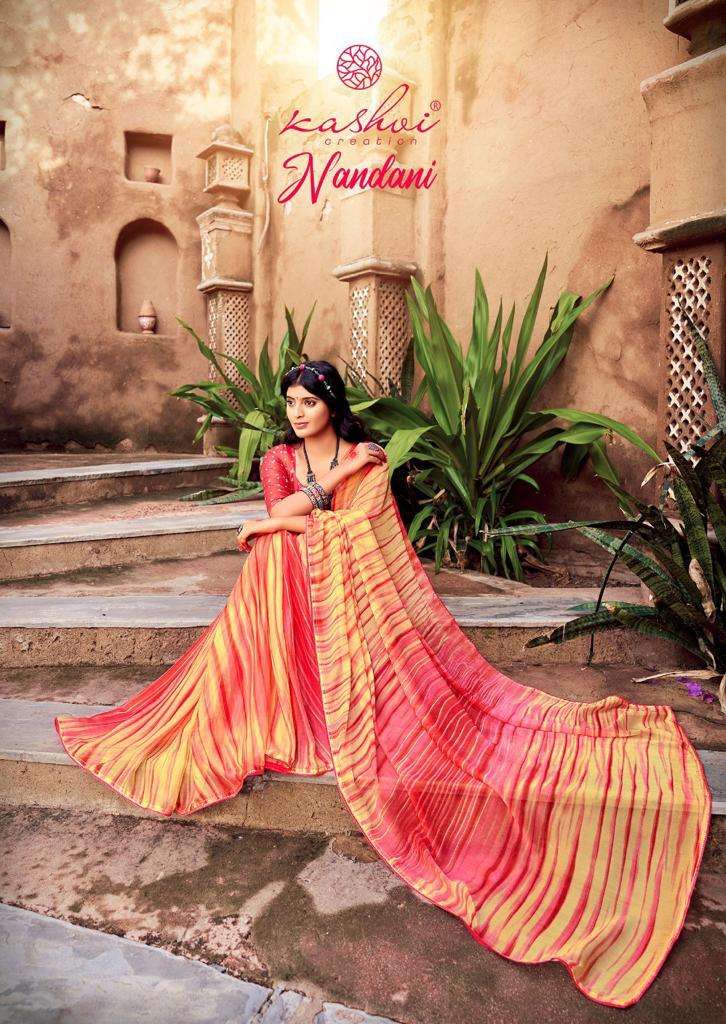 NANDANI BY KASHVI CREATION 2401 TO 2410 SERIES CHIFFON PRINT SAREES