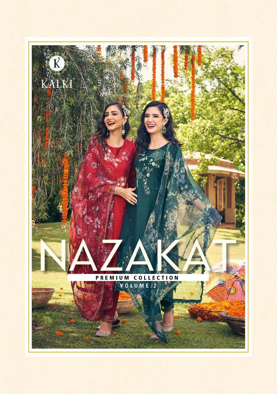 NAZAKAT BY KALKI FASHON 26001 TO 26006 SERIES VISCOSE SILK EMBROIDERY STITCHED DRESSES