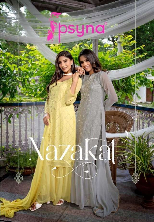 NAZAKAT BY PSYNA 1001 TO 1006 SERIES GEORGETTE EMBROIDERY STITCHED DRESSES