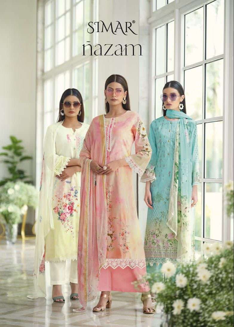 NAZAM BY SIMAR 927 TO 932 SERIES MUSLIN VISCOSE PRINT PAKISTANI DRESSES