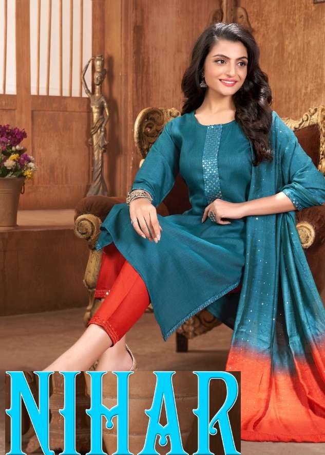 NIHAR BY MASTER 01 TO 08 SERIES TWO TONE WORK STITCHED DRESSES