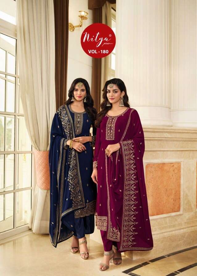 NITYA VOL-180 BY LT FABRICS 1801 TO 1806 SERIES GEORGETTE EMBROIDERY DRESSES