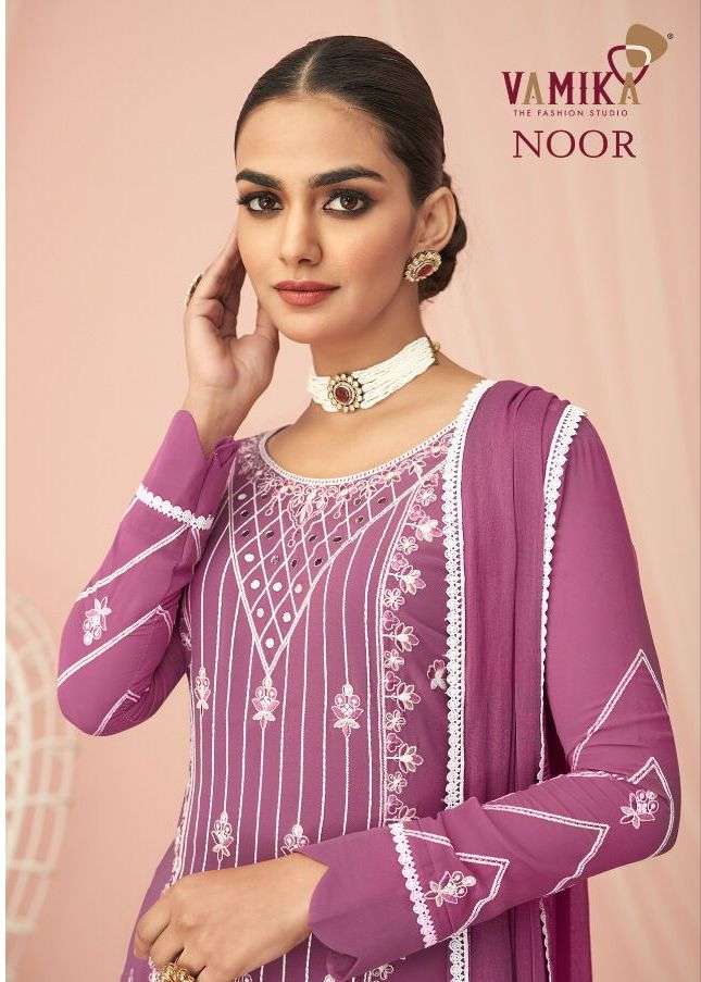 NOOR BY VAMIKA 1001 TO 1006 SERIES HEAVY FAUX GEORGETTE STITCHED DRESSES