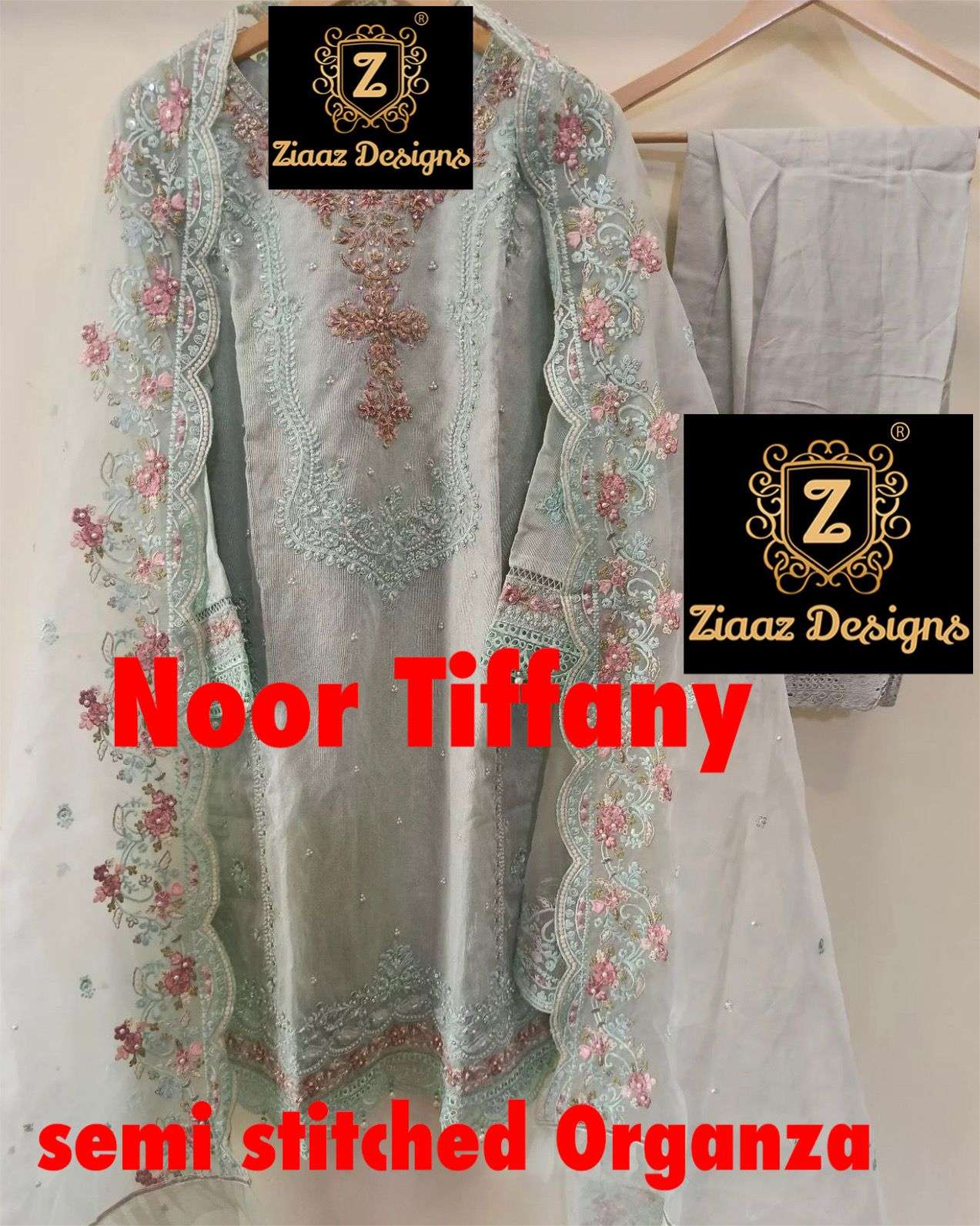 NOOR TIFFENY BY ASLIWHOLESALE ORGANZA HANDWORK PAKISTANI DRESS