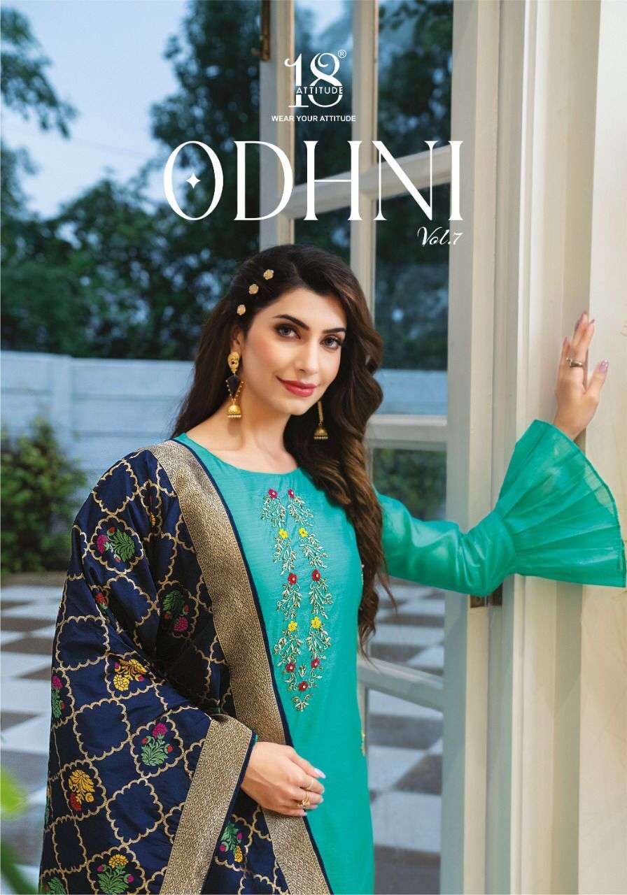 ODHNI VOL-7 BY 18 ATTITUDE 7001 TO 7007 SERIES CHANDERI STITCHED DRESSES