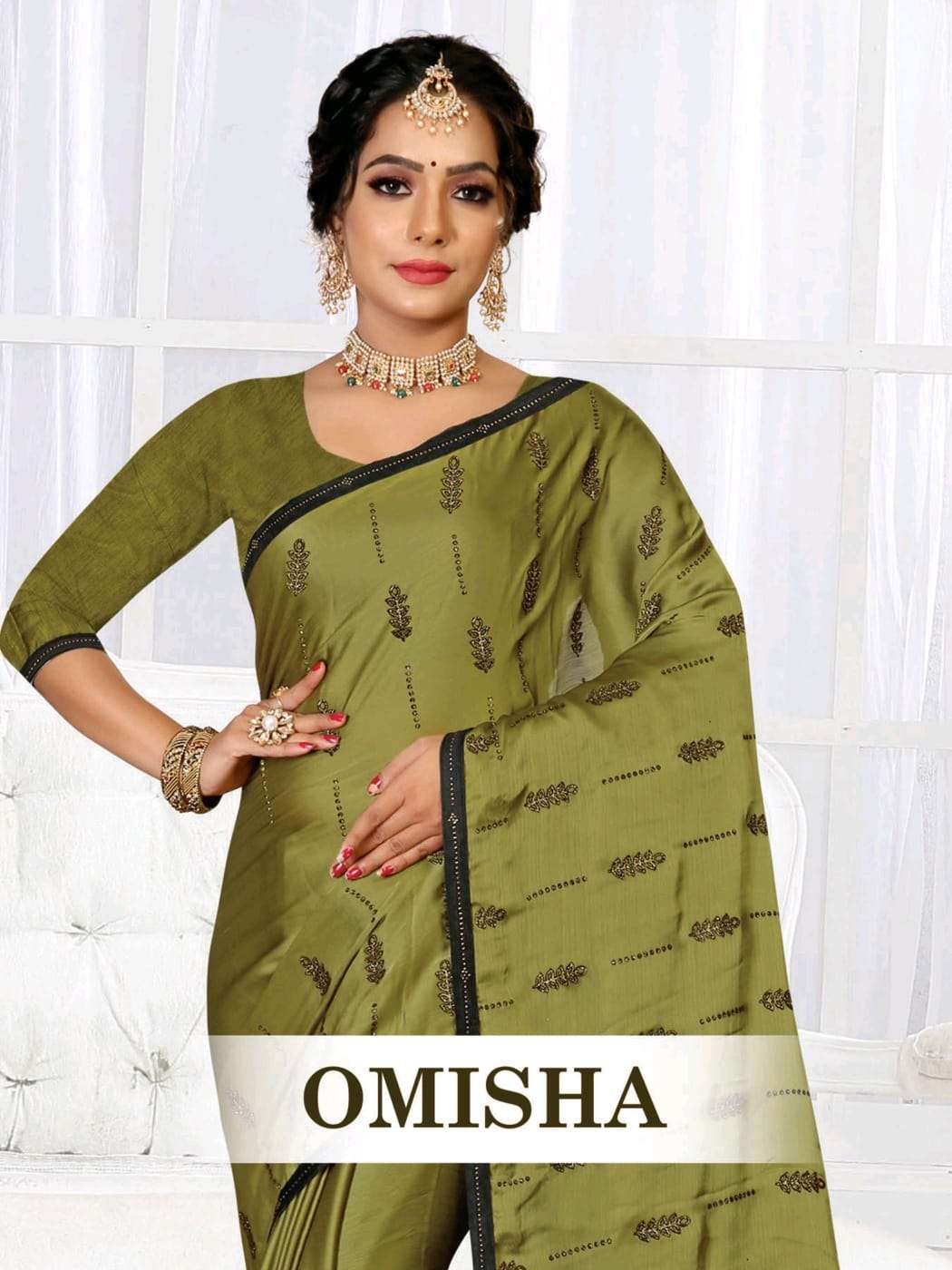 OMISHA BY RONISHA FASHION DESIGNER SATIN CHIFFON WORK SAREES