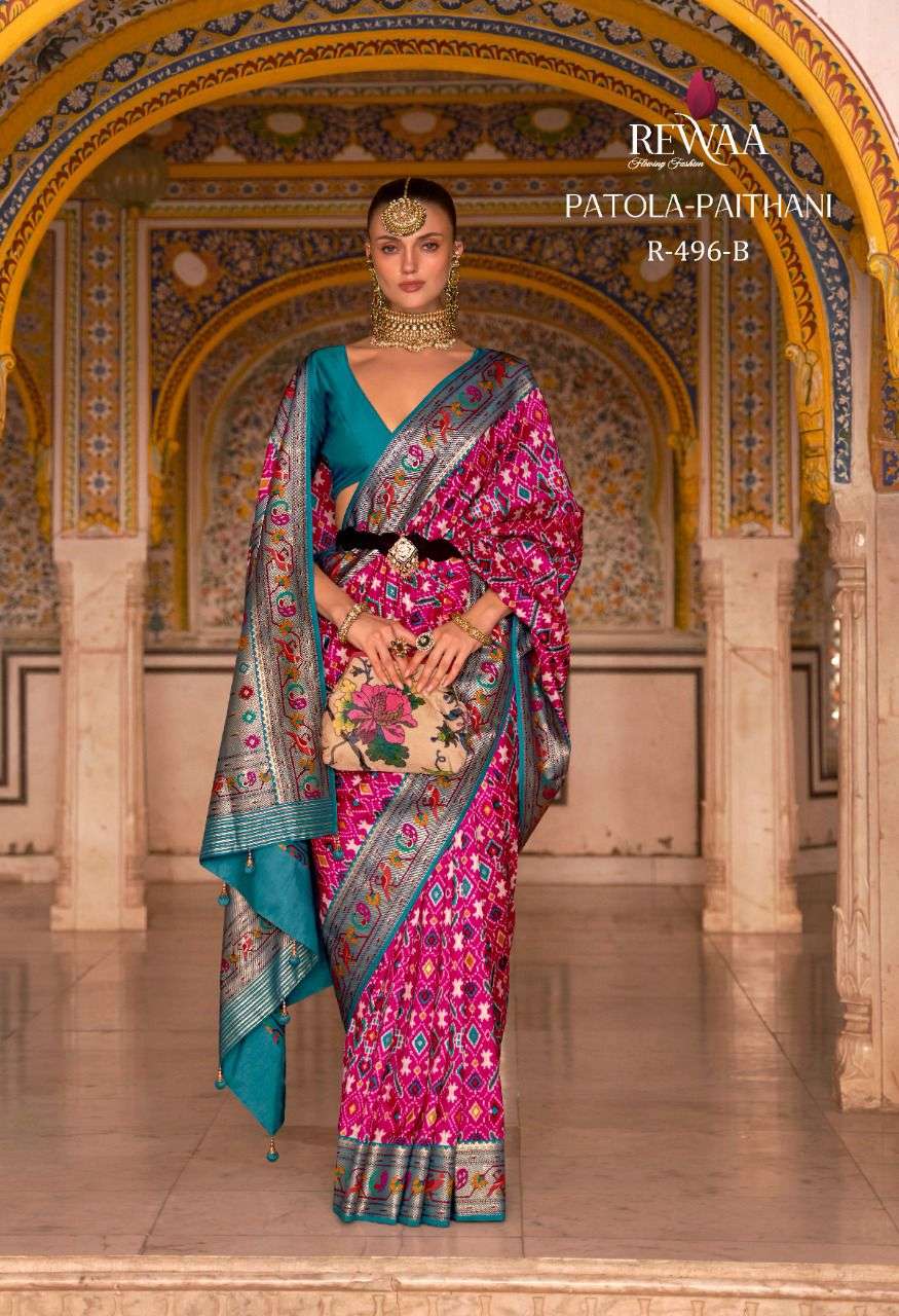 PATOLA PAITHANI BY REWAA 496 TO 496-H SERIES DESIGNER HEAVY WORK SAREES