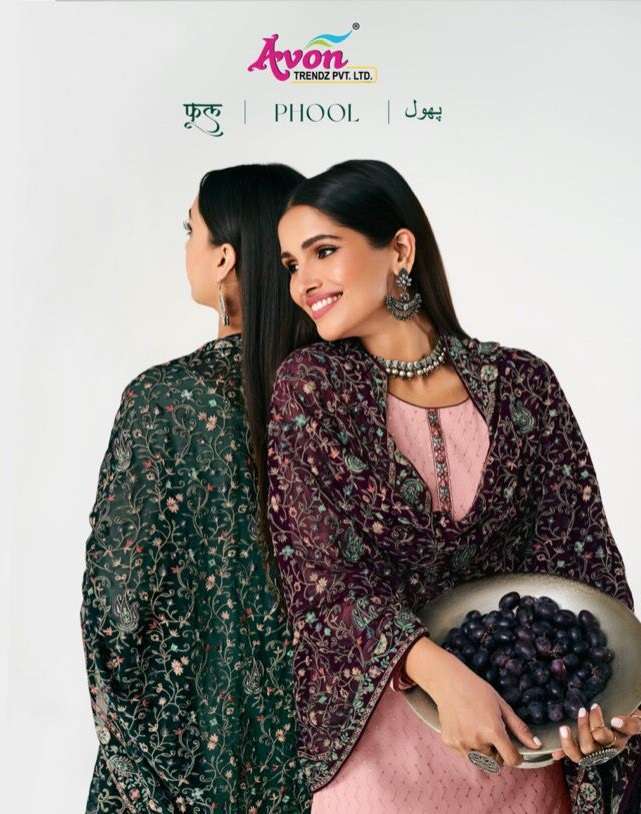 PHOOL BY AVON TRENDZ 7081 TO 7084 SERIES GEORGETTE SEQUENCE EMBROIDERY DRESSES